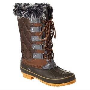 Sporto Boots, Size 7, Brown & Olive, Rubber Lug Sole, Waterproof, Faux Fur NEW!!